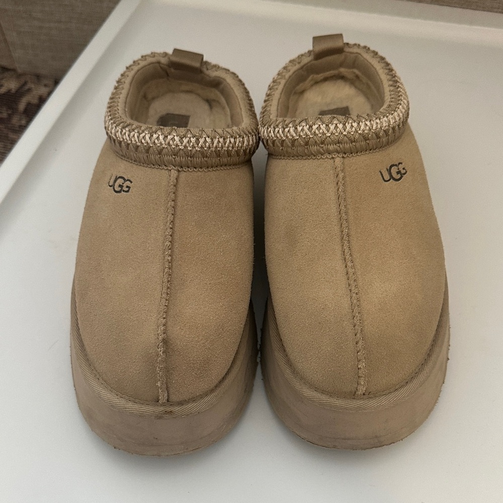 UGG Mustard Platform Tazz Suede Slip-On Shoes